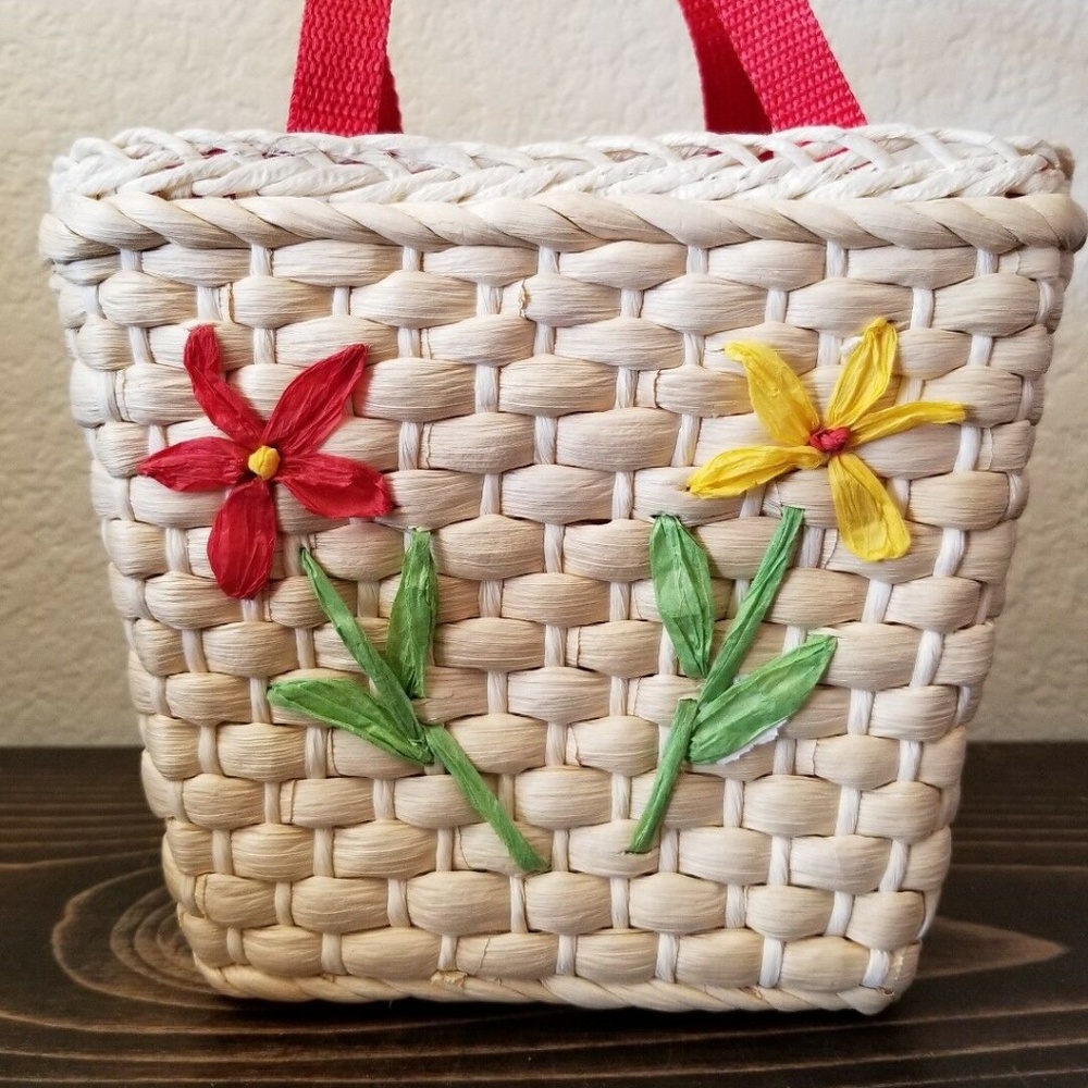 Straw Tote Bag Floral Purse Beach  Greenbrier INT
